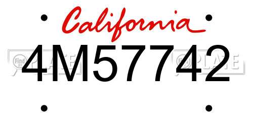 4M57742 California License Plate