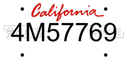 4M57769 California License Plate