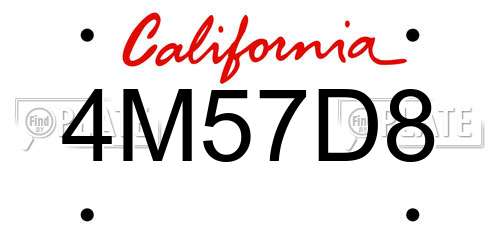 4M57D8 California License Plate