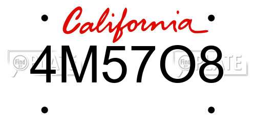 4M57O8 California License Plate