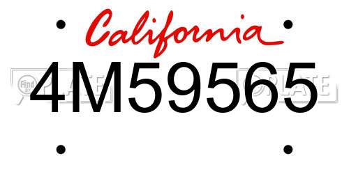 4M59565 California License Plate