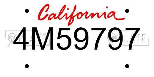 4M59797 California License Plate