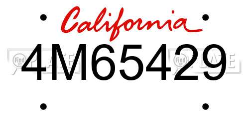 4M65429 California License Plate