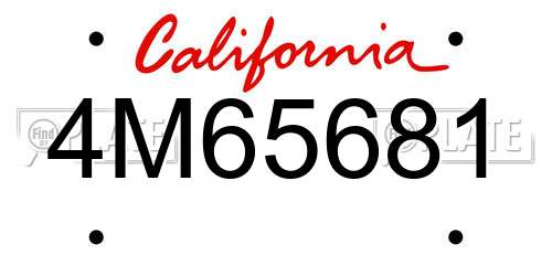 4M65681 California License Plate