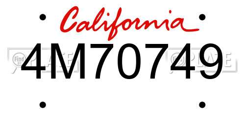 4M70749 California License Plate