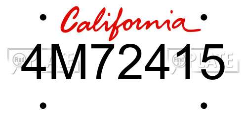 4M72415 California License Plate