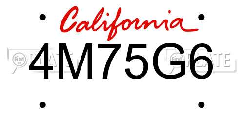4M75G6 California License Plate