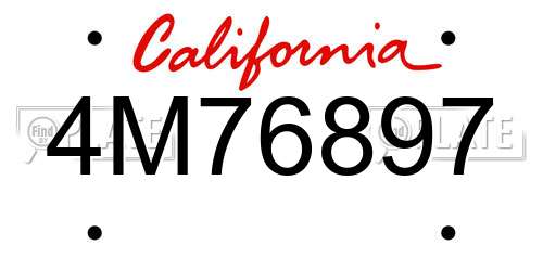 4M76897 California License Plate