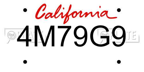 4M79G9 California License Plate