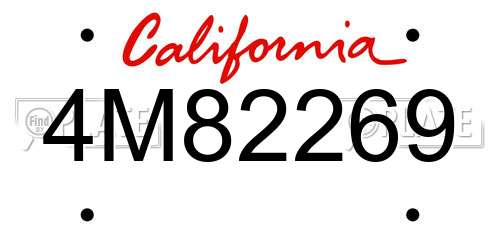 4M82269 California License Plate