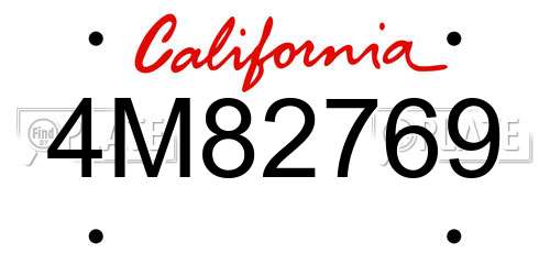 4M82769 California License Plate