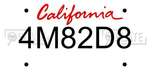 4M82D8 California License Plate