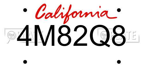 4M82Q8 California License Plate