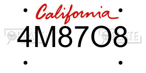 4M87O8 California License Plate