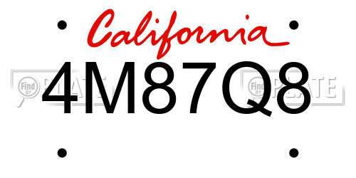 4M87Q8 California License Plate