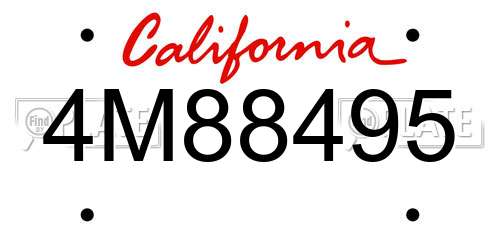 4M88495 California License Plate