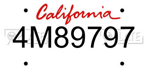 4M89797 California License Plate