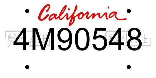 4M90548 California License Plate