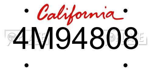 4M94808 California License Plate