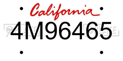 4M96465 California License Plate