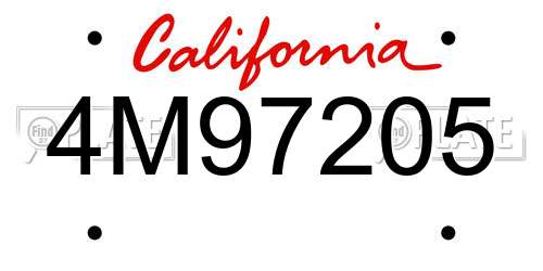4M97205 California License Plate