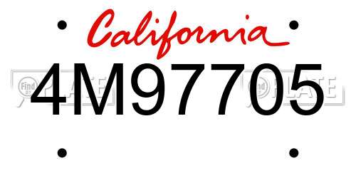 4M97705 California License Plate