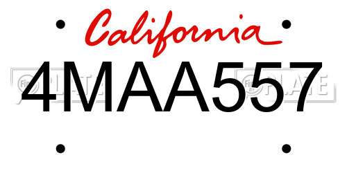 4MAA557 California License Plate