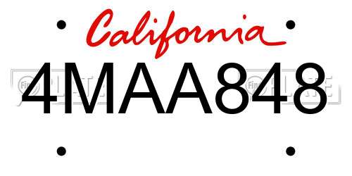 4MAA848 California License Plate