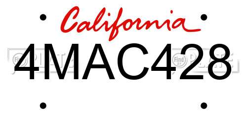 4MAC428 California License Plate