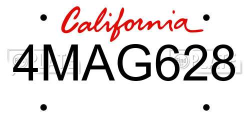 4MAG628 California License Plate