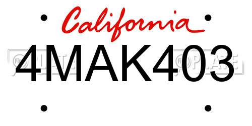 4MAK403 California License Plate