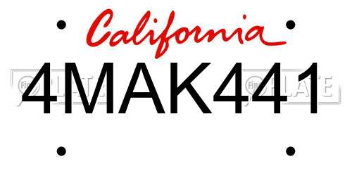 4MAK441 California License Plate