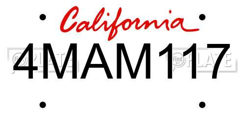 4MAM117 California License Plate