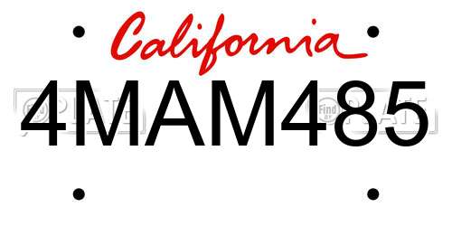 4MAM485 California License Plate