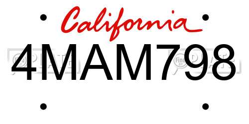 4MAM798 California License Plate