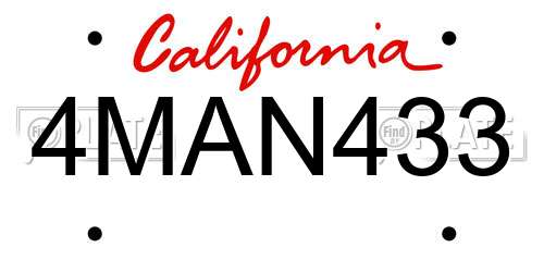 4MAN433 California License Plate
