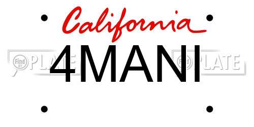 4MANI California License Plate