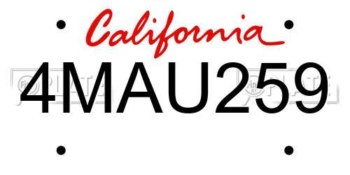 4MAU259 California License Plate
