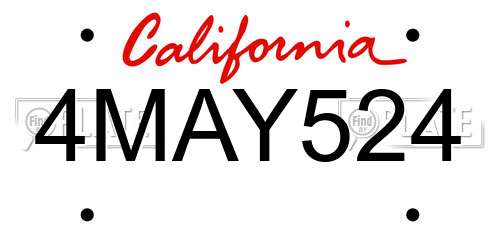 4MAY524 California License Plate
