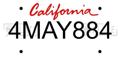 4MAY884 California License Plate