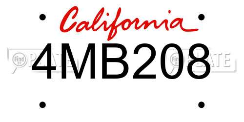 4MB208 California License Plate