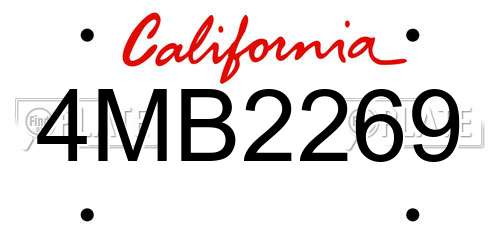 4MB2269 California License Plate