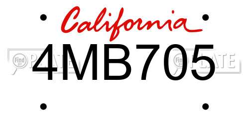 4MB705 California License Plate