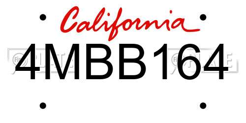 4MBB164 California License Plate