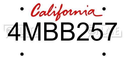 4MBB257 California License Plate