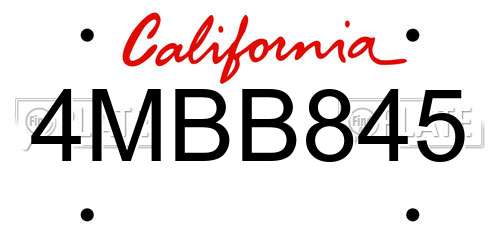4MBB845 California License Plate
