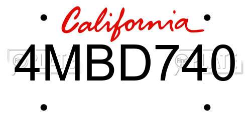 4MBD740 California License Plate