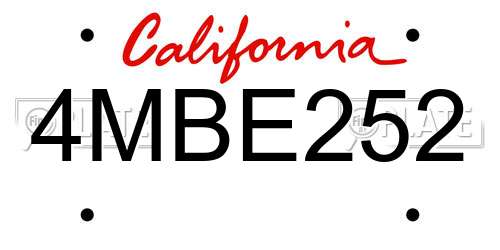 4MBE252 California License Plate