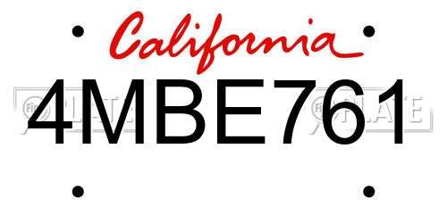 4MBE761 California License Plate