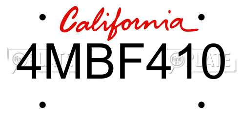 4MBF410 California License Plate